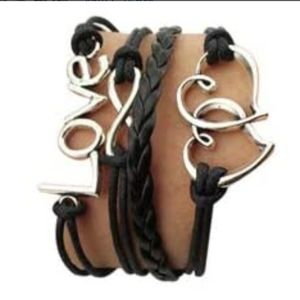 Vintage Leather Love Braided Infinity Bracelet